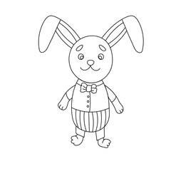 An Easter bunny cartoon rabbit holding a giant Easter egg illustration