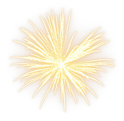 Glittering explosion gold fireworks festive isolate on transparent backgrounds 3d rendering png