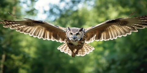 Obraz premium owl flight enchants in the heart of the forest