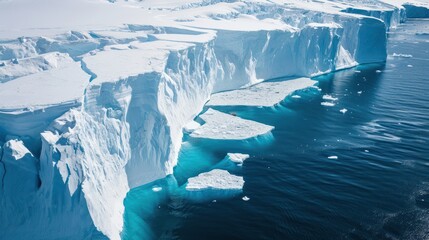 Antarctic icebergs in the ocean