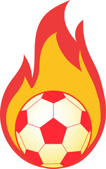 Fototapeta premium 炎に包まれた闘志あふれるサッカーボールのイラスト（赤い炎とボール）