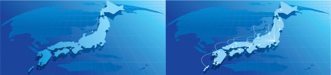 japan Map business Network worldwide Vector