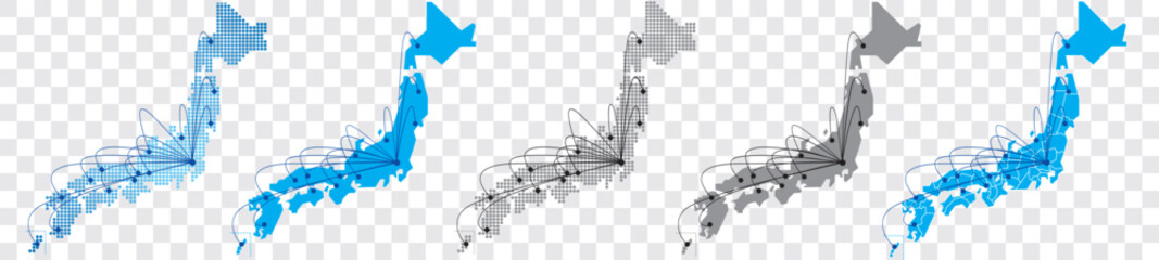 japan Map business Network worldwide Vector - obrazy, fototapety, plakaty
