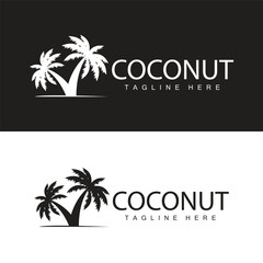 Obraz premium Coconut Tree Logo Design Summer Beach Plant Palm Tree Illustration Template