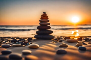 Obraz premium stack of stones on the beach