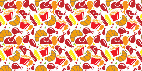 Fried Chicken leg icon isolated seamless pattern on white background. Chicken drumstick. PNG