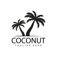 Coconut Tree Logo Design Summer Beach Plant Palm Tree Illustration Template