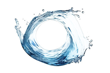 Blue water swirl splash with little bubbles isolated on clear png background, liquid flowing in form of wave