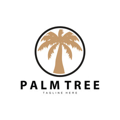 Coconut Tree Logo Design Summer Beach Plant Palm Tree Illustration Template