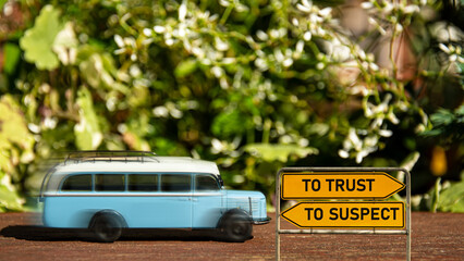 Fototapeta premium Street Sign TO TRUST versus TO SUSPECT