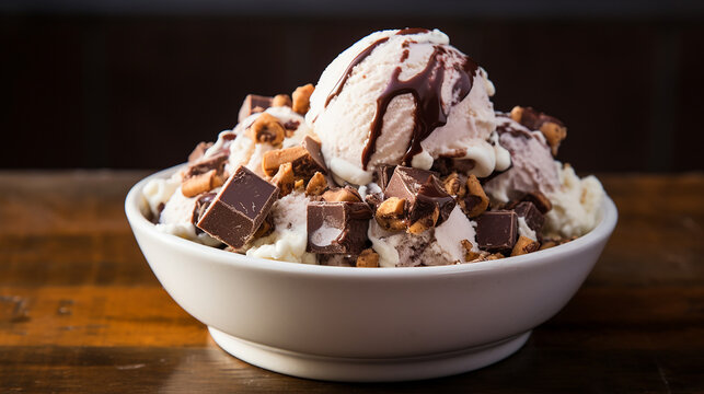rocky road ice cream at a cozy mountain lodge