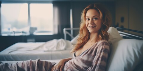 Pregnant Woman Reclining Comfortably in Medical Room