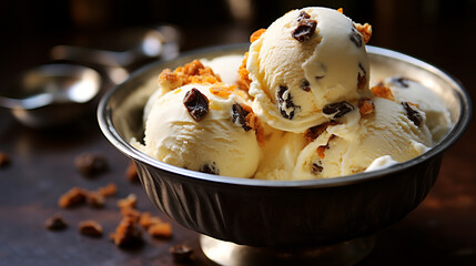 rum raisin gelato in a historic european city