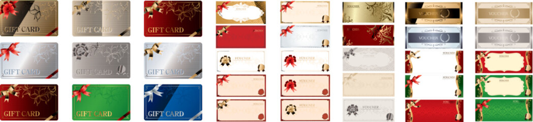 Set of Voucher frame gift card coupon calligraphy illustration Vector
 - obrazy, fototapety, plakaty