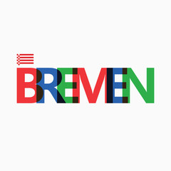 Bremen vector RGB overlapping letters typography with flag. German city logotype decoration.