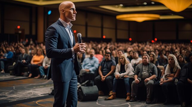 Expert speaker delivering an inspiring keynote speech on business leadership and innovation at a global conference