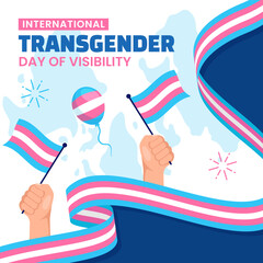 Transgender Day of Visibility Social Media Illustration Cartoon Hand Drawn Templates Background - obrazy, fototapety, plakaty