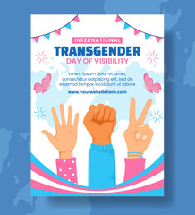 Transgender Day of Visibility Vertical Poster Cartoon Hand Drawn Templates Background Illustration - obrazy, fototapety, plakaty