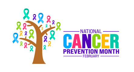 february is National Cancer Prevention Month background template. Holiday concept. background, banner, placard, card, and poster design template with text inscription and standard color.