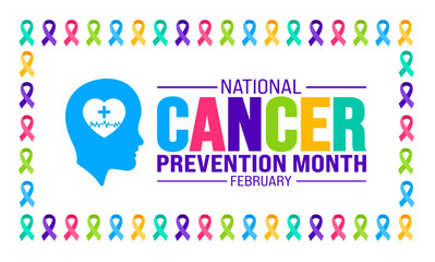 february is National Cancer Prevention Month background template. Holiday concept. background, banner, placard, card, and poster design template with text inscription and standard color.