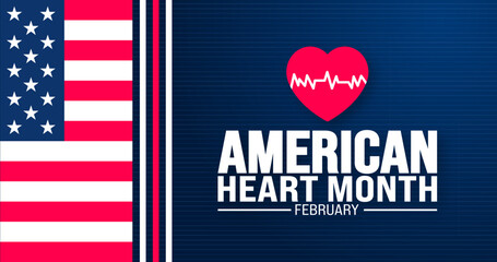 february is American Heart Month background template. Holiday concept. background, banner, placard, card, and poster design template with text inscription and standard color.