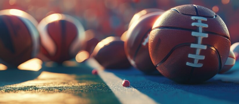 Online gambling on sports such as football, basketball, and hockey with 3D illustrations.
