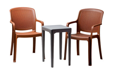 Fototapeta premium The Timeless Appeal of Brown Plastic Chairs and Table on a White or Clear Surface PNG Transparent Background