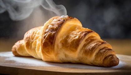 croissant on a wooden board