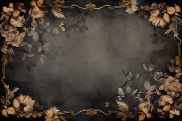 Grunge background with space for text or image. Vintage floral frame
