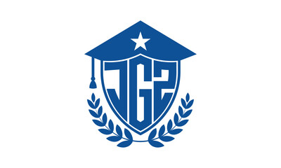JGZ three letter iconic academic logo design vector template. monogram, abstract, school, college, university, graduation cap symbol logo, shield, model, institute, educational, coaching canter, tech
