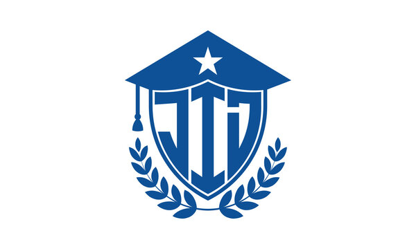 JID three letter iconic academic logo design vector template. monogram, abstract, school, college, university, graduation cap symbol logo, shield, model, institute, educational, coaching canter, tech
