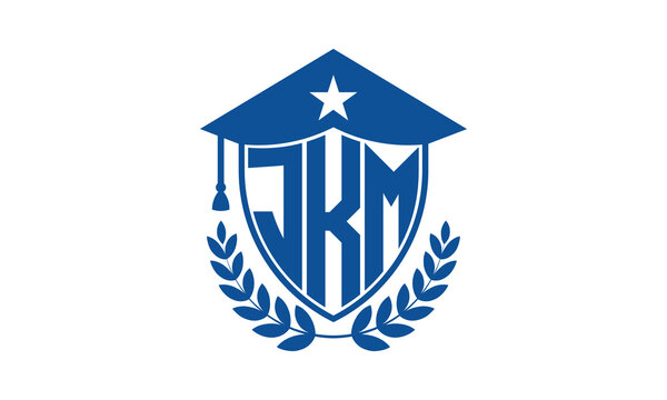 JKM three letter iconic academic logo design vector template. monogram, abstract, school, college, university, graduation cap symbol logo, shield, model, institute, educational, coaching canter, tech