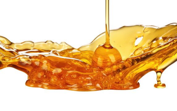 Pouring Honey in Harmonious Motion, Creating a Visual Melody of Richness on a White or Clear Surface PNG Transparent Background