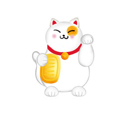 The Neko  cute lucky cat  isolated on transparent background	