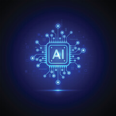 Artificial intelligence circuit line style. Machine learning design. Smart network digital technology. AI. Vector illustration