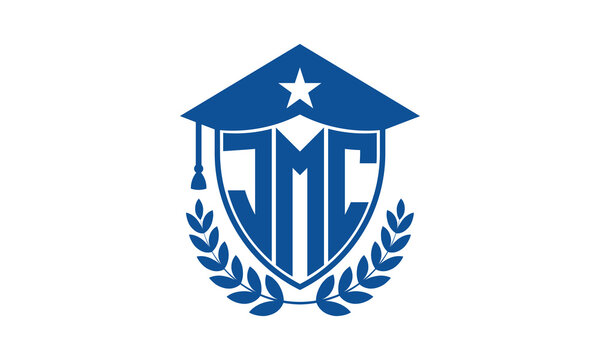 JMC three letter iconic academic logo design vector template. monogram, abstract, school, college, university, graduation cap symbol logo, shield, model, institute, educational, coaching canter, tech