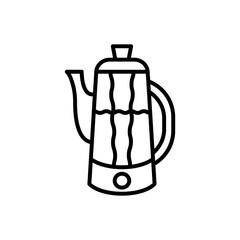 Percolator line icon. Coffee Brewing icon in black and white color.