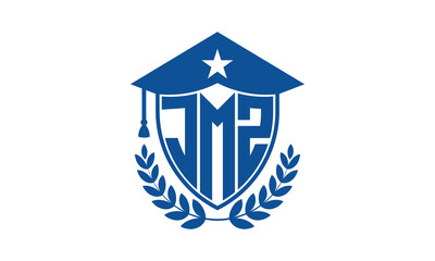 JMZ three letter iconic academic logo design vector template. monogram, abstract, school, college, university, graduation cap symbol logo, shield, model, institute, educational, coaching canter, tech