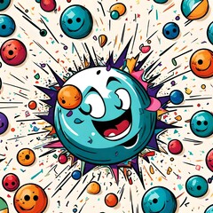 cute abstract illustration of funny bowling ball caricatures