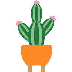 Potted Cactus Houseplant Illustration