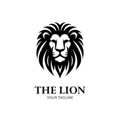 flat lion head logo design