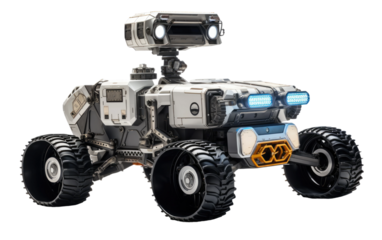 Futuristic Space Exploration Rover Redefines Interplanetary Discovery and Mobility on a White or Clear Surface PNG Transparent Background