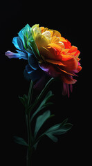 rainbow flower on a black background