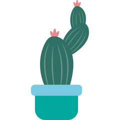 Potted Cactus Houseplant Illustration