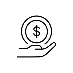 Obraz premium Dollar investment outline icons, minimalist vector illustration ,simple transparent graphic element .Isolated on white background