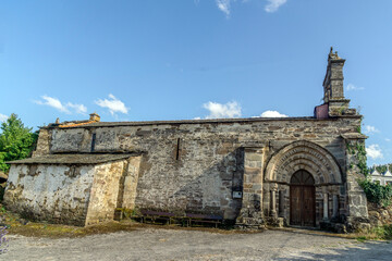 Fototapeta na wymiar Church of San Pedro de Valverde. Its Romanesque origin has been altered by subsequent reforms. Ribeira Sacra, Lugo, Spain.