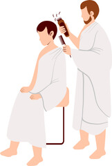 Muslim trimming hair after perform hajj