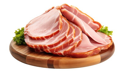 Sliced boiled ham isolated on white background