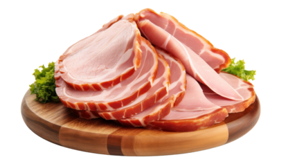 Sliced boiled ham isolated on white background