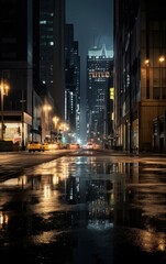 Fototapeta na wymiar Capture of a Quiet City Path at Night
